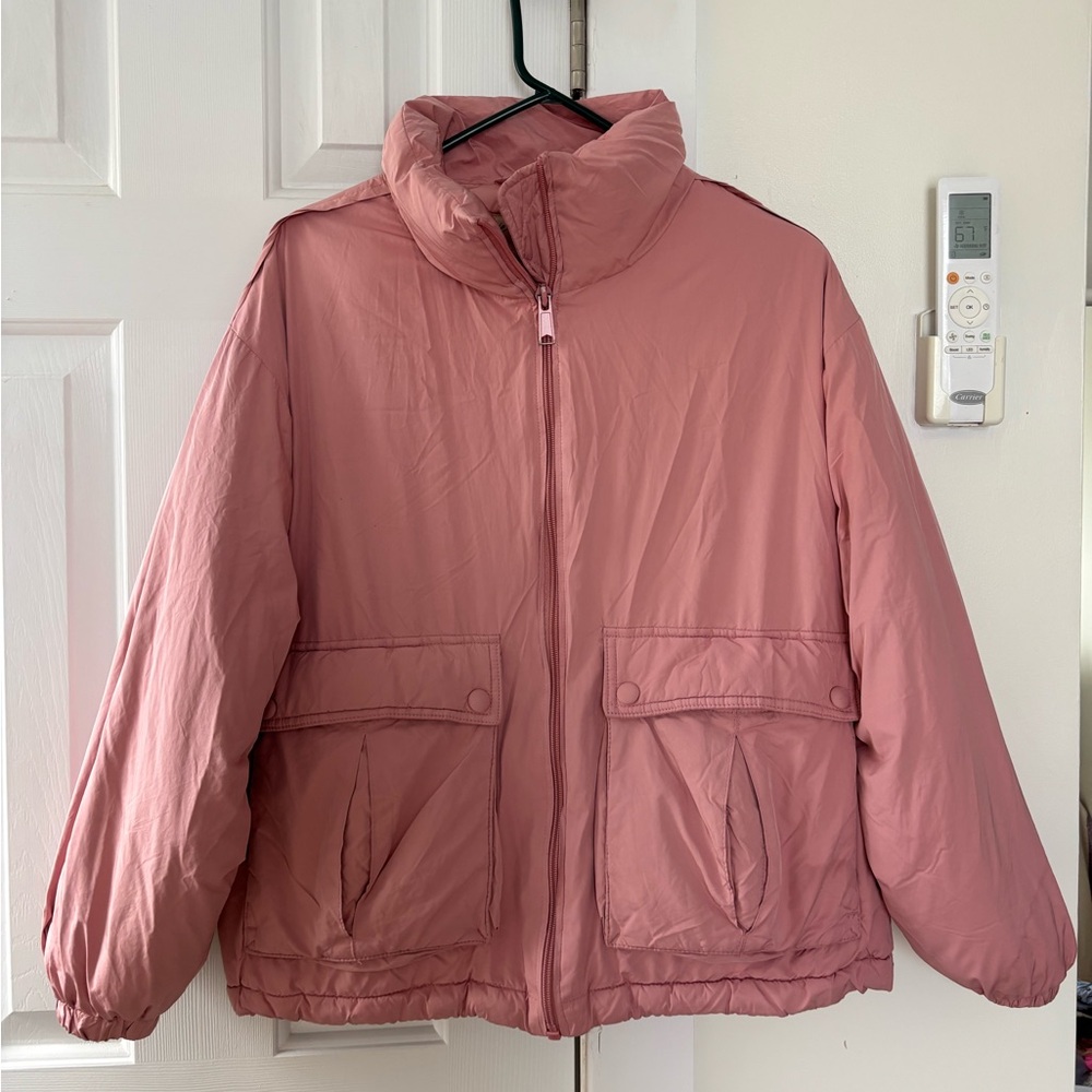 We The Free Pink Duvet Bomber Jacket